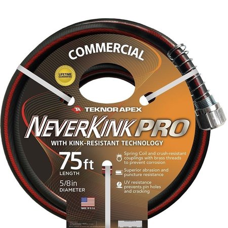 PRO Commercial Duty 884575 Water Hose, 58 in, 75 ft L, Threaded -  NEVERKINK, 8845-75/8844-075